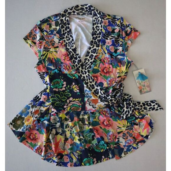 Johnny Was CSW7620 Women's Sz S Multi Layla Floral Wrap Tankini Top - Picture 6 of 9